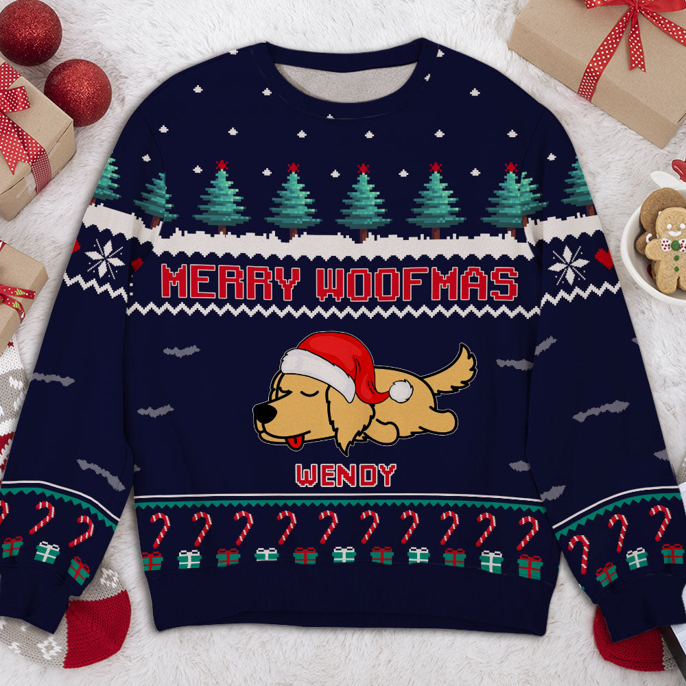 Personalized Christmas Pine Tree All-Over-Print Sweatshirt - Ideal Gift for Pet Lovers