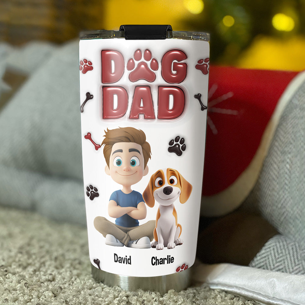 Personalized 3D Inflated Effect Stainless Steel Tumbler for Dog Lovers