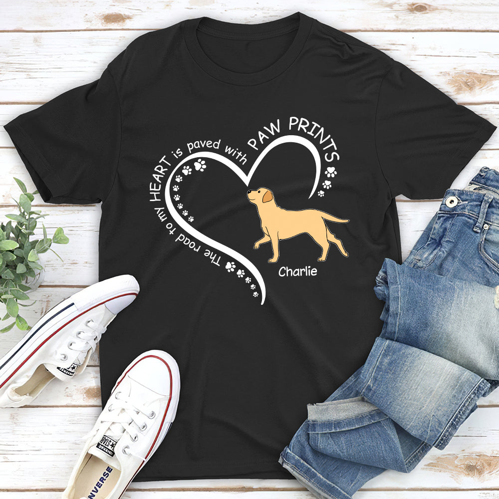 Personalized Road To Heart Walking Dog Unisex T-shirt - Ideal Gift for Pet Lovers