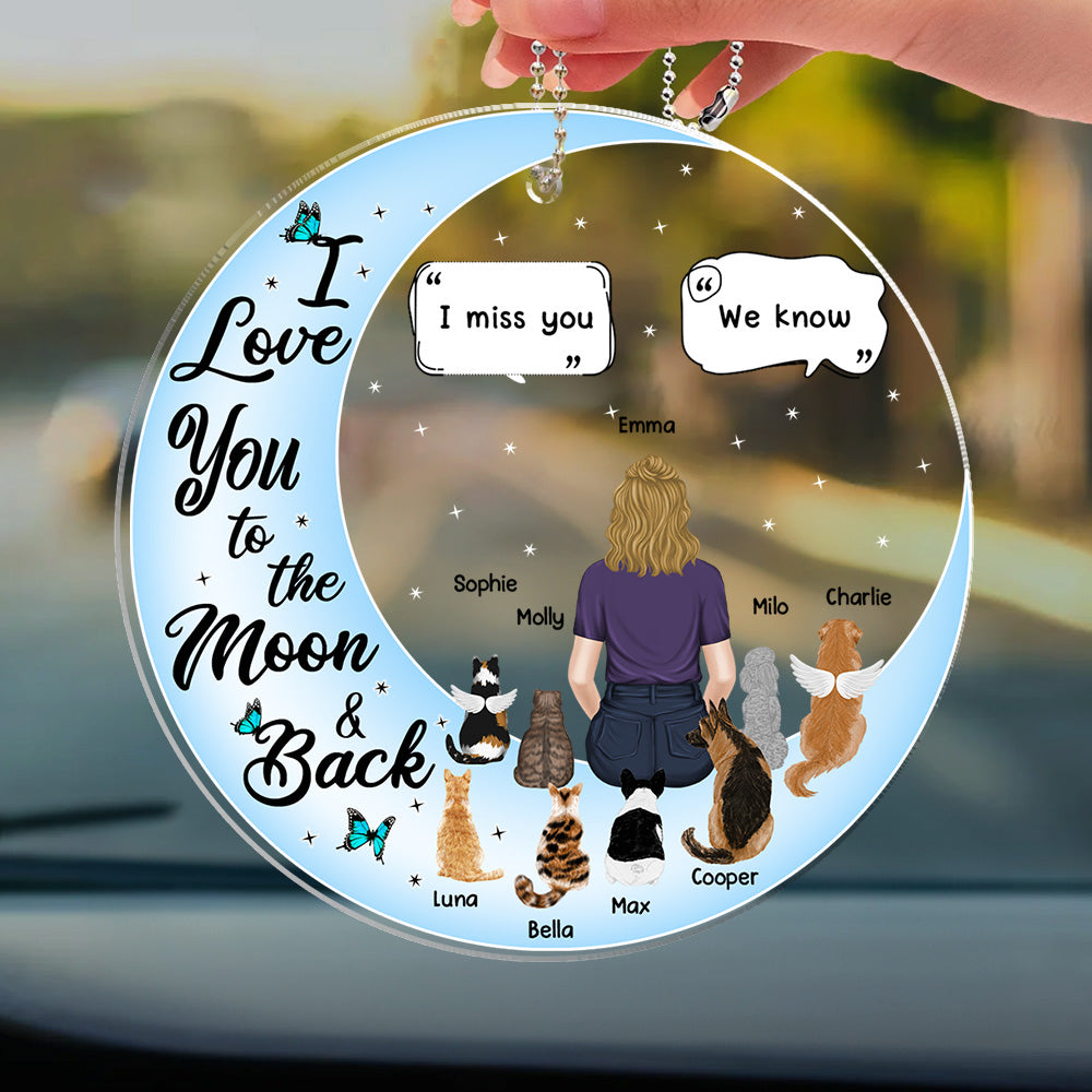 Personalized 'I Love You To The Moon And Back' Acrylic Car Ornament - A Heartfelt Keepsake