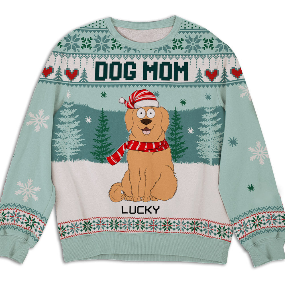 Personalized Cozy Winter Dog Mom All-Over-Print Sweatshirt - Ideal Gift for Dog Lovers