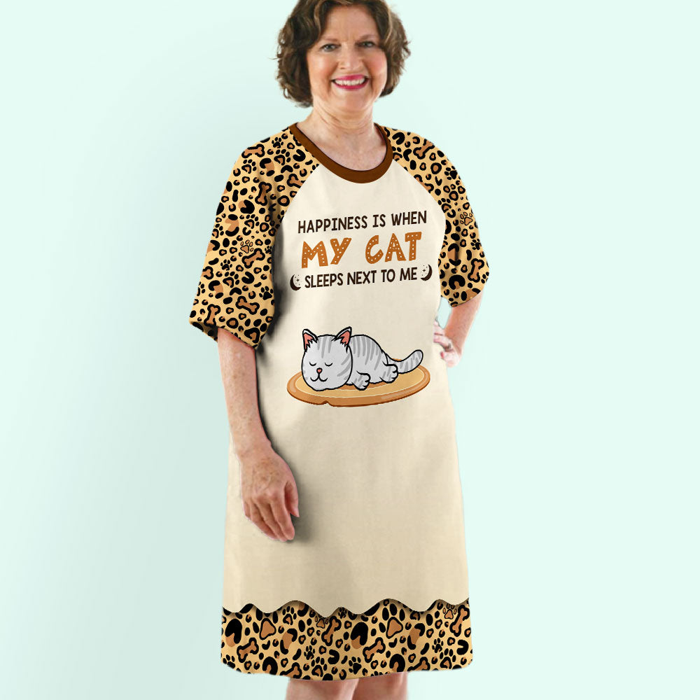 Personalized Leopard Cat Mom 3/4 Sleeve Dress - Stand Out in Style