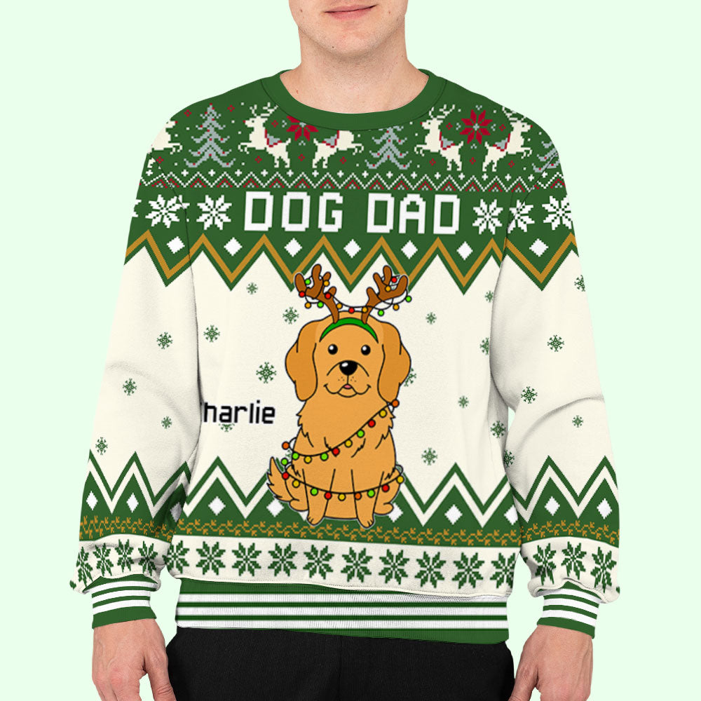 Customizable Winter Forest Dog All-Over Print Sweatshirt - Ideal Gift for Pet Lovers