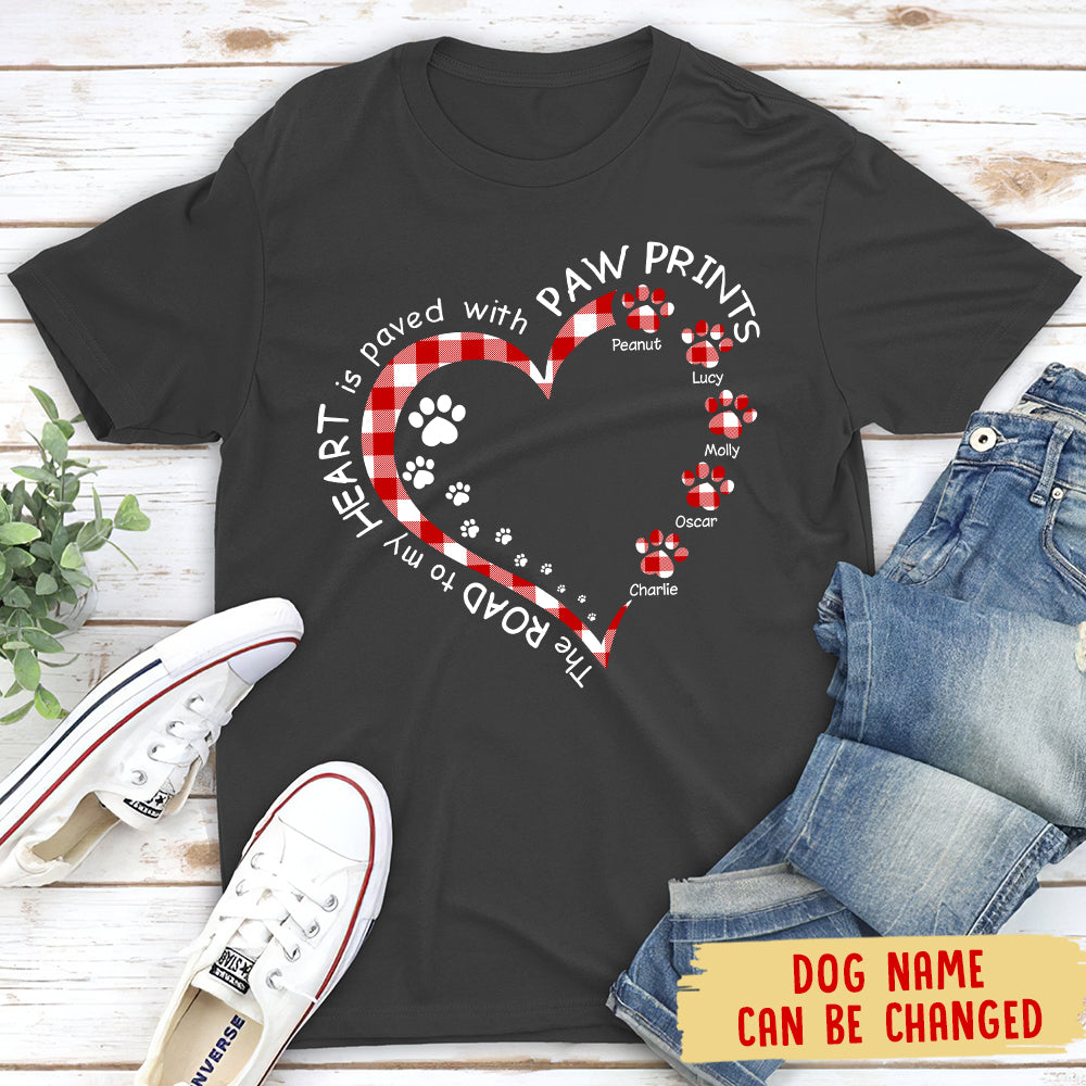 Personalized Unisex Paw Prints Heart T-shirt - Ideal Gift for Pet Lovers