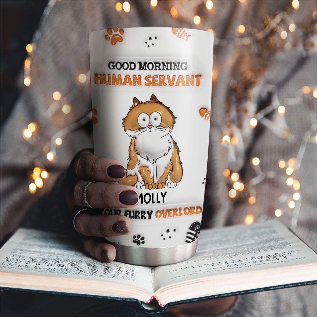 Good Morning Human - Personalized 3D Inflated Effect Custom Tumbler for All Occasions