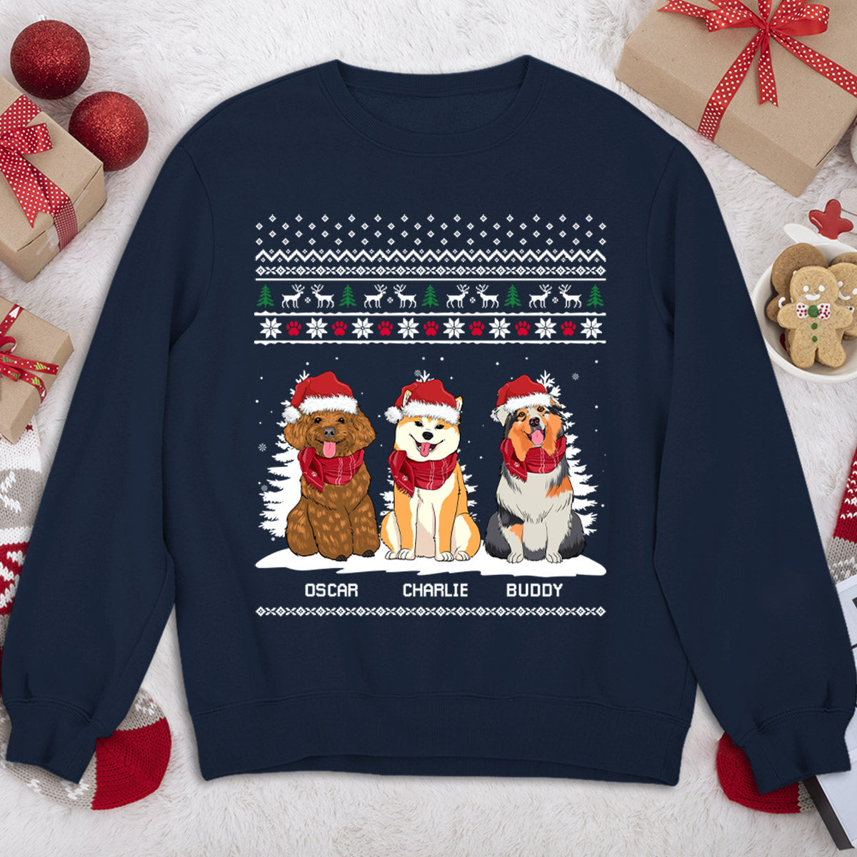 Customizable Winter Dog Sweatshirt - Ideal Gift for Pet Enthusiasts