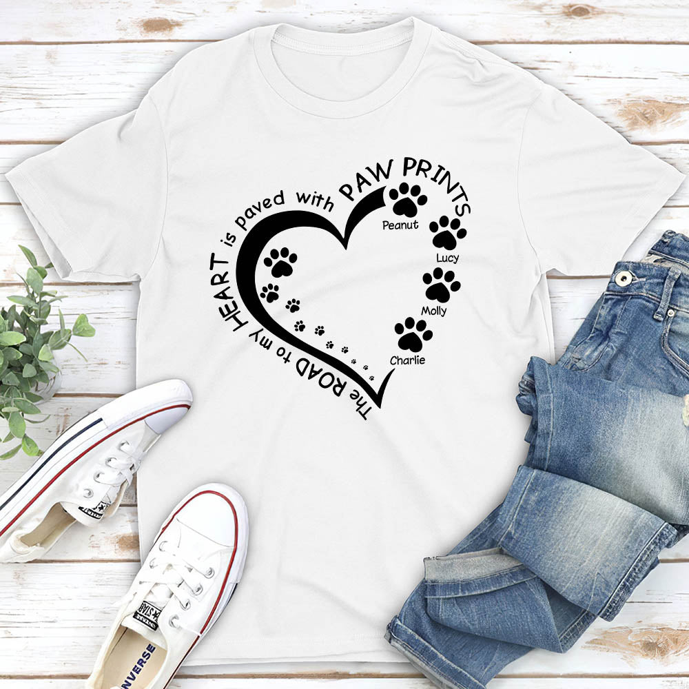 Personalized Paw Prints Heart Unisex T-shirt - Ideal Gift for Pet Lovers