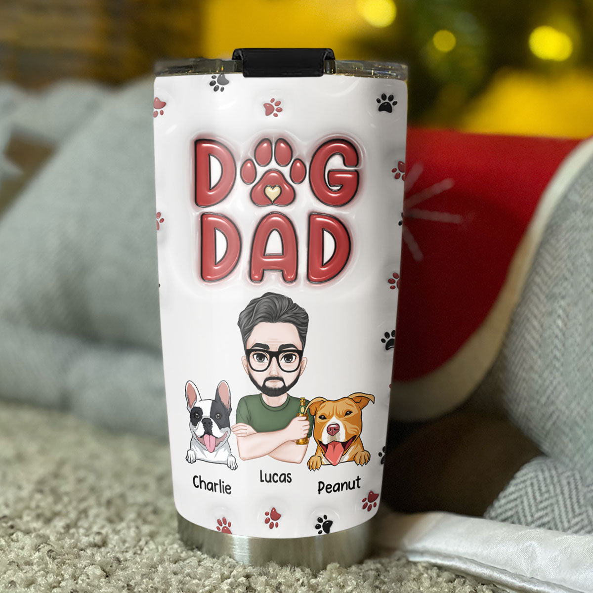 Personalized 3D Inflated Effect Tumbler - The Perfect Gift for Dog Dads