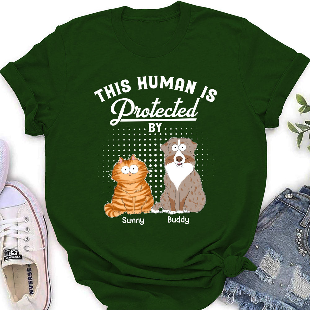 Personalized Custom Women's 'Protected By My Pet' T-shirt - Ideal Gift for Pet Lovers