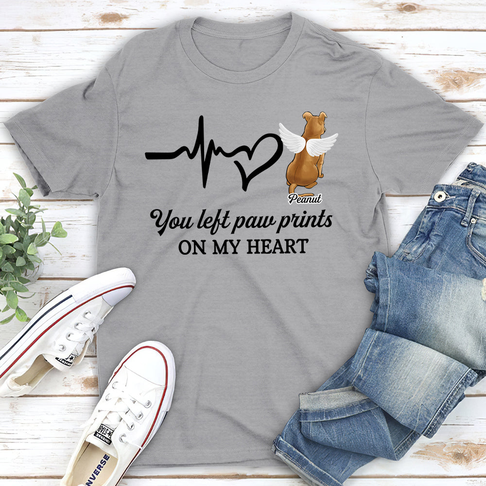 Left Paw Prints - Customizable Unisex Memorial T-shirt for Pet Lovers