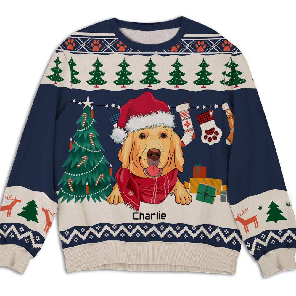 Personalized Paw Winter All-Over Print Sweatshirt - Ideal Gift for Pet Lovers
