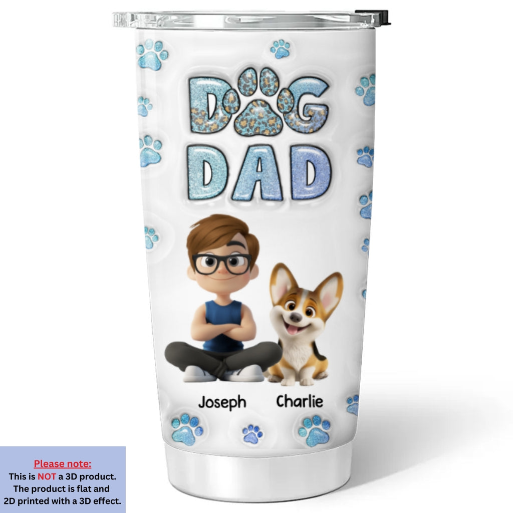 Personalized 3D Inflated Effect Dog Dad Chibi Tumbler - Ideal for All Occasions