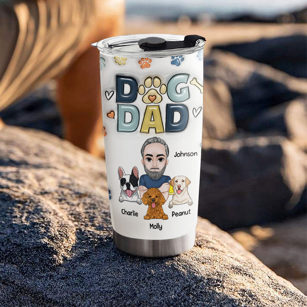 Personalized 3D Inflated Effect Custom Tumbler - Ideal for Dog Dads