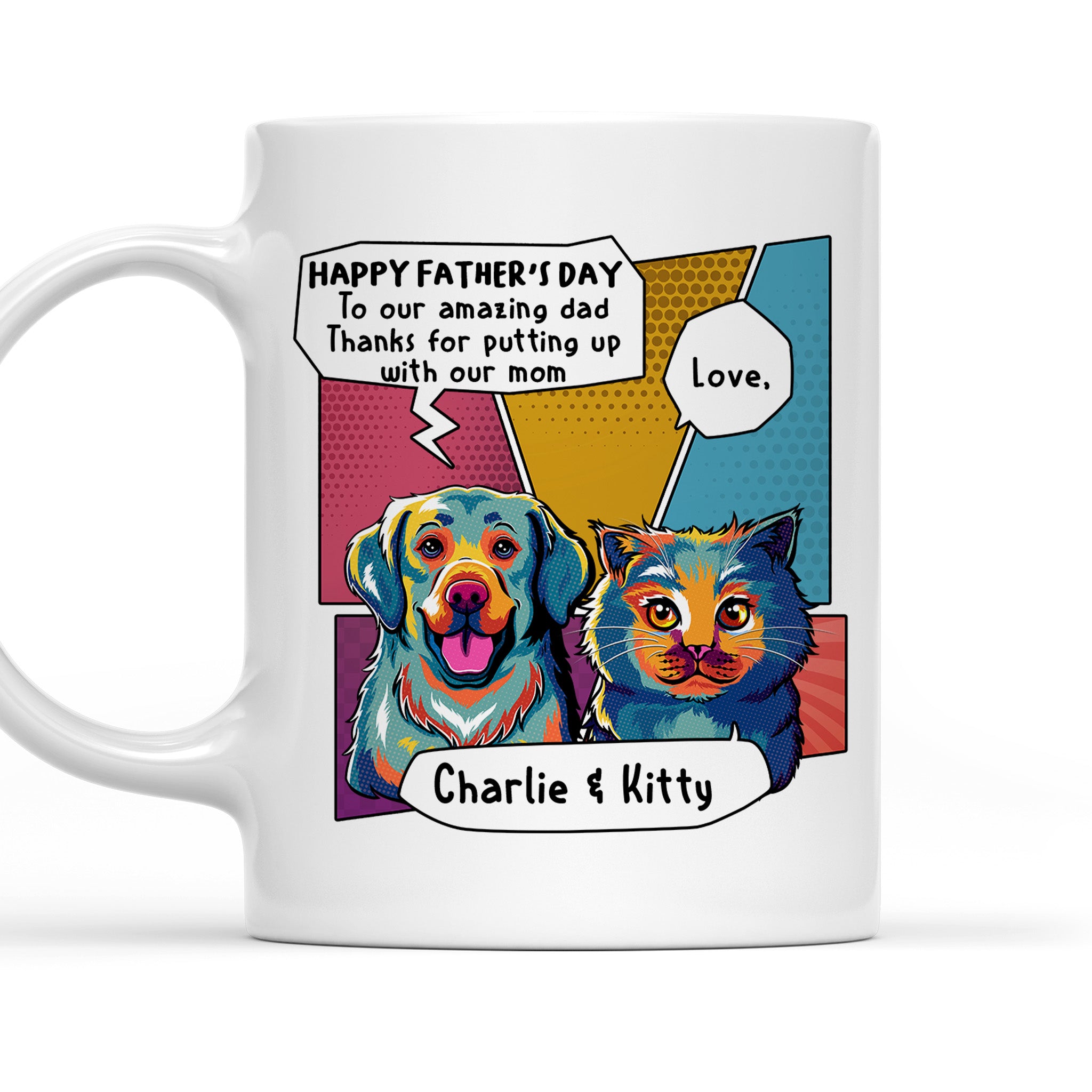 Amazing Pop Art Personalized Custom Coffee Mug for Pet Dads