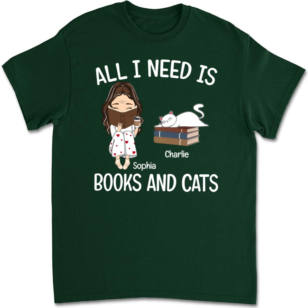 Personalized Books and Cats Unisex T-shirt - Ideal Gift for Pet Lovers