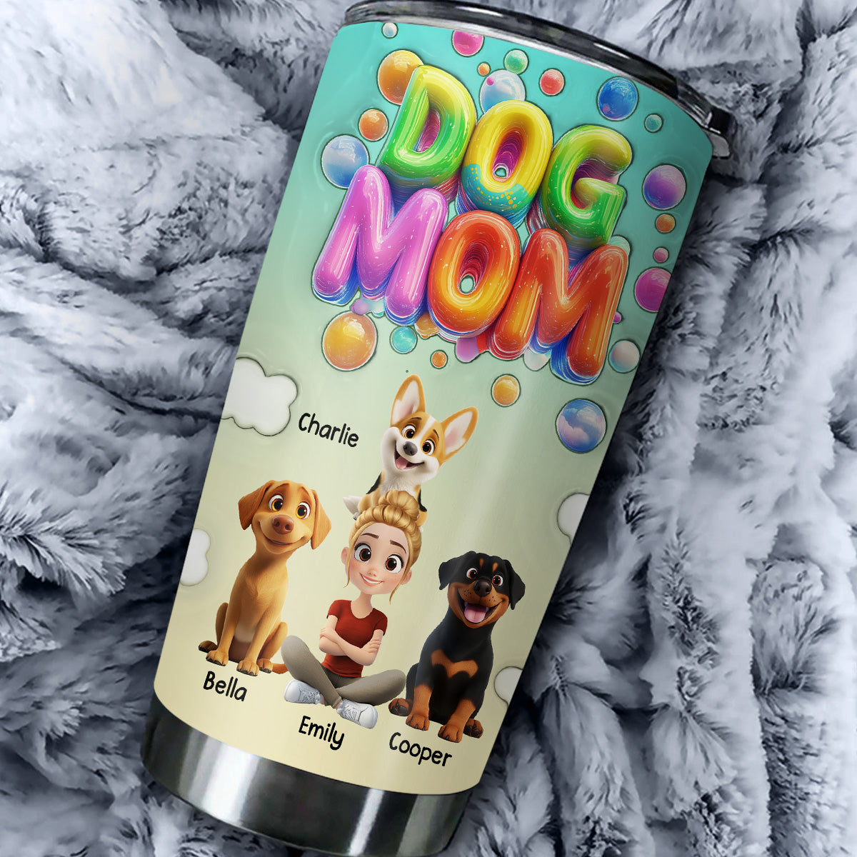 Personalized Puppy Love Moments 3D Inflated Effect Custom Tumbler - Ideal for Every Occasion
