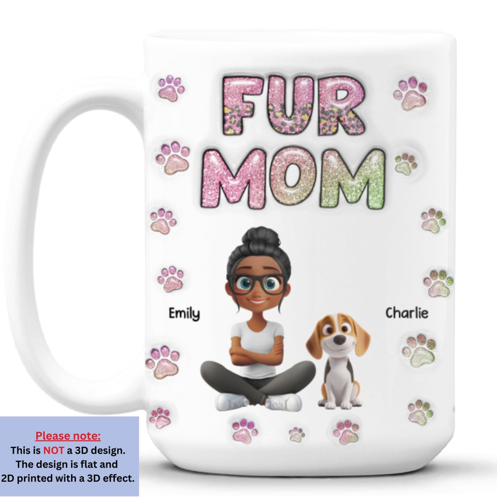 Personalized 3D Inflated Effect Fur Mom Lovely Chibi Mug - Ideal Gift for Loved Ones