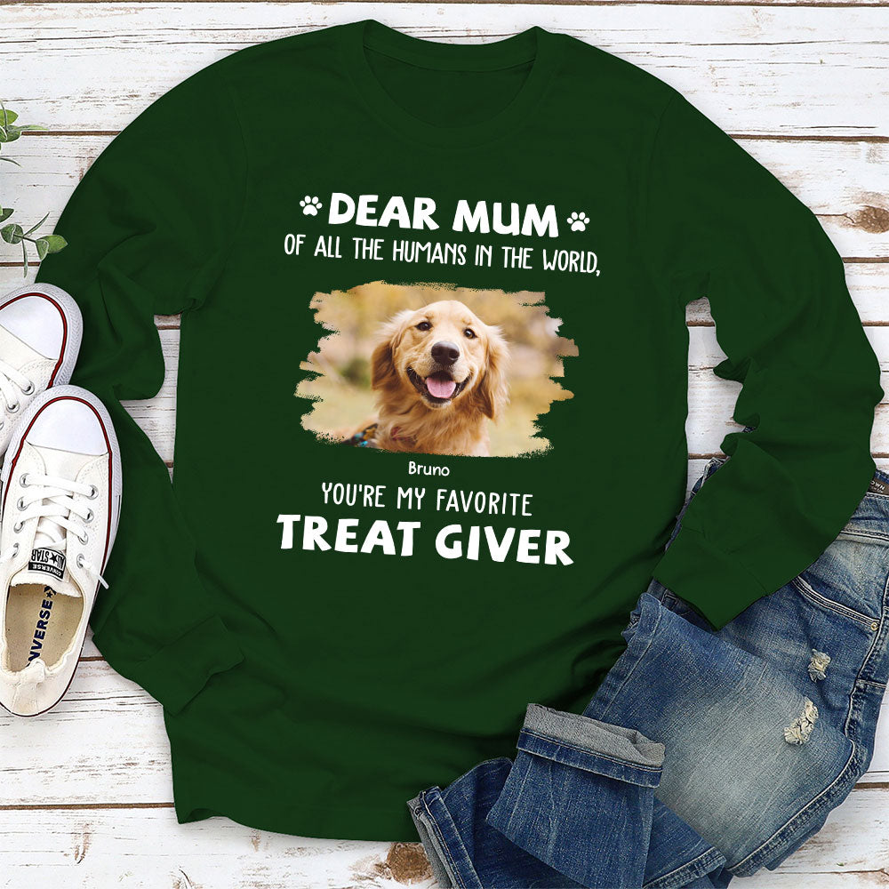 Customizable Favorite Treat Giver Long Sleeve T - shirt for Pet Lovers