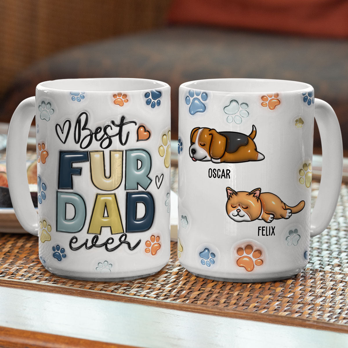 World's Best Fur Dad - Customizable 3D Inflated Effect Personalized Mug