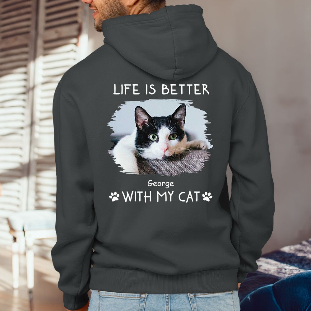 Personalized 'Better With Cats' Photo Hoodie - Ideal Gift for Pet Lovers