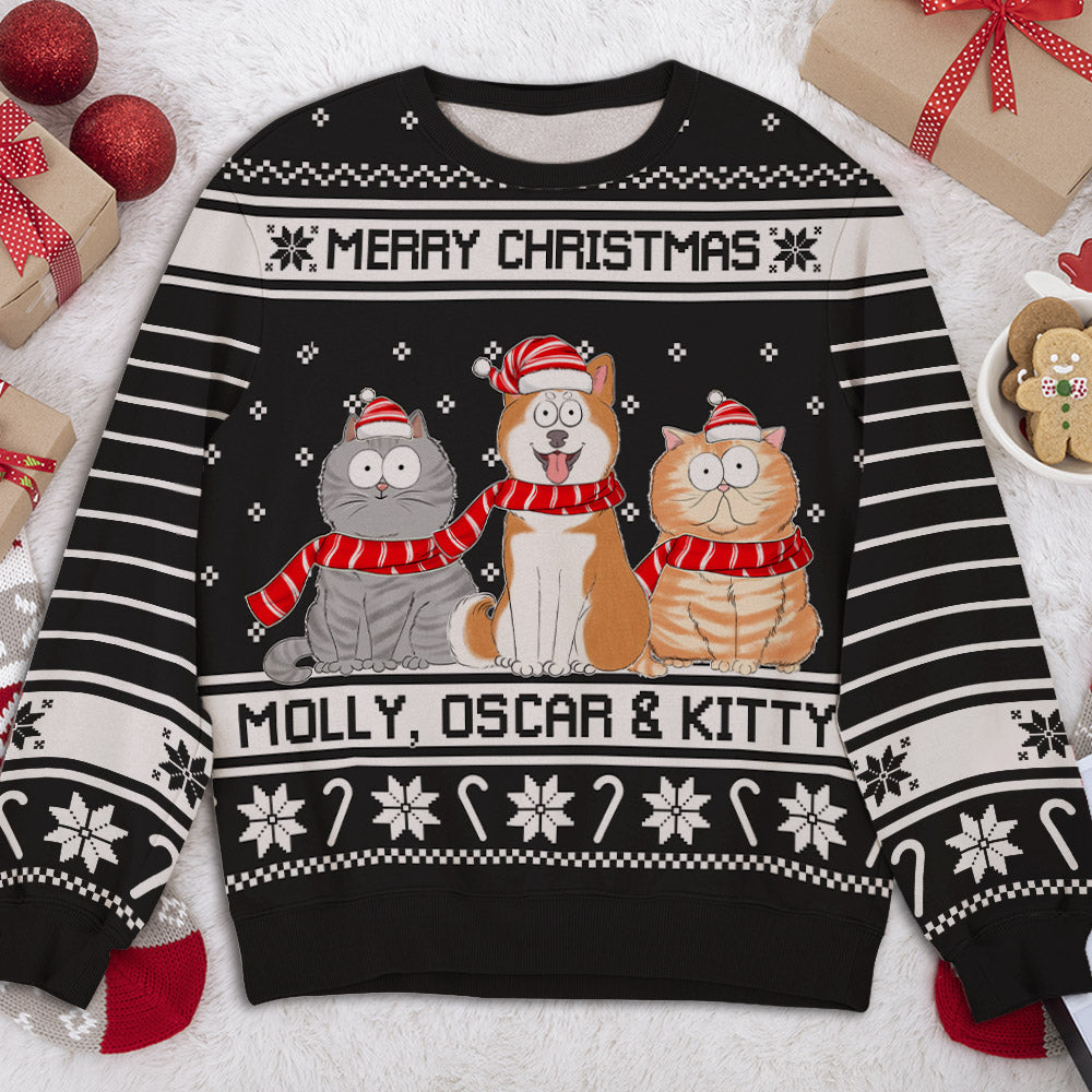 Personalized Merry Christmas Fur Mom All-Over-Print Sweatshirt - Ideal Gift for Pet Lovers