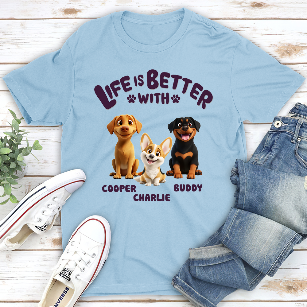 Personalized Unisex Dog Lover T-Shirt: A Better Life With Your Furry Friend