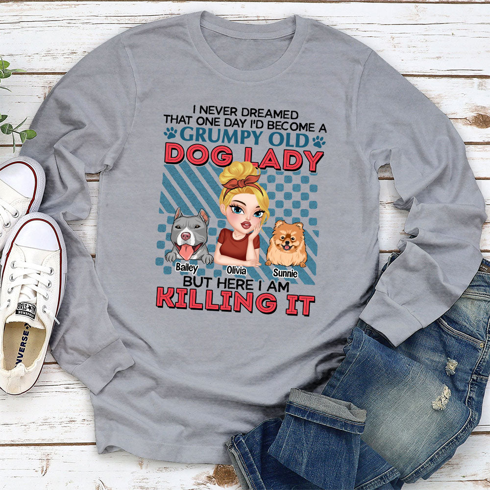 Personalized Grumpy Old Dog Lady Long Sleeve T - shirt: Ideal Gift for Pet Lovers