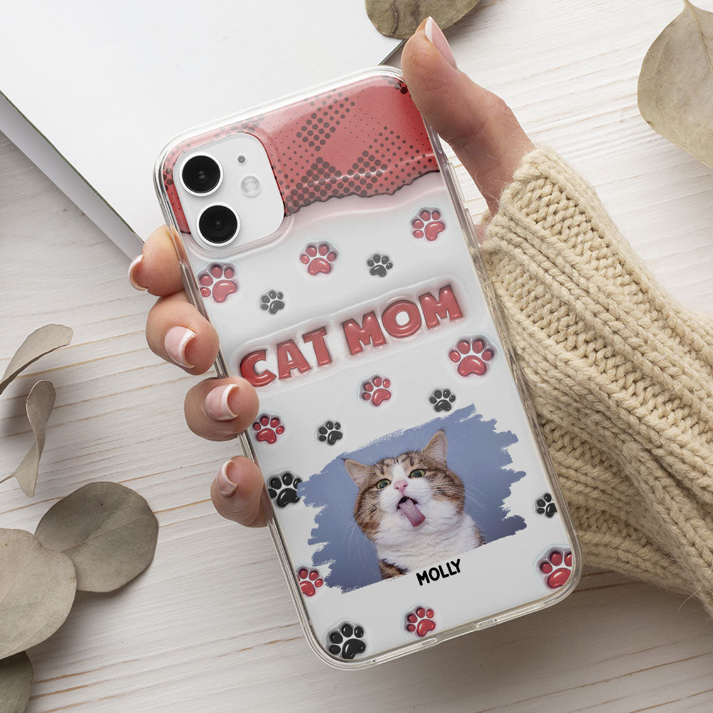 Personalized Cat Mom 3D Inflated Effect Custom Phone Case