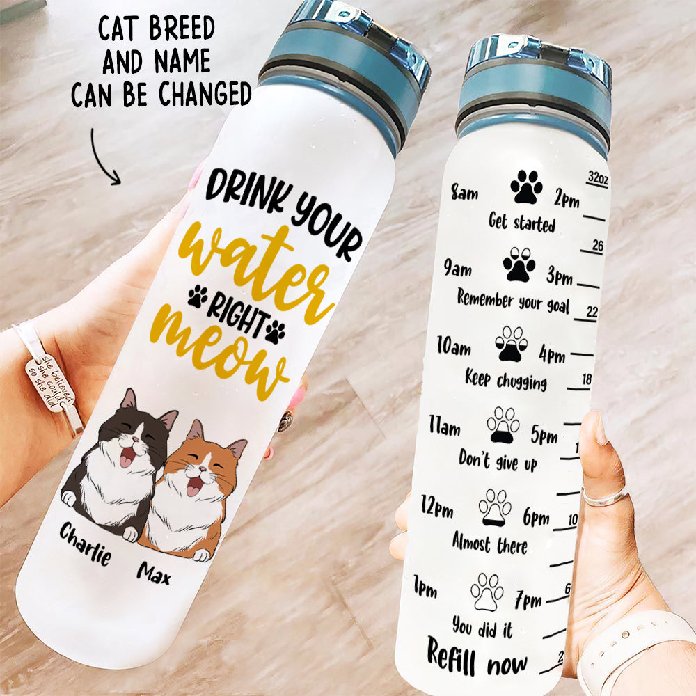 Personalized Custom Time - Marked Water Tracker Bottle for Pet Lovers