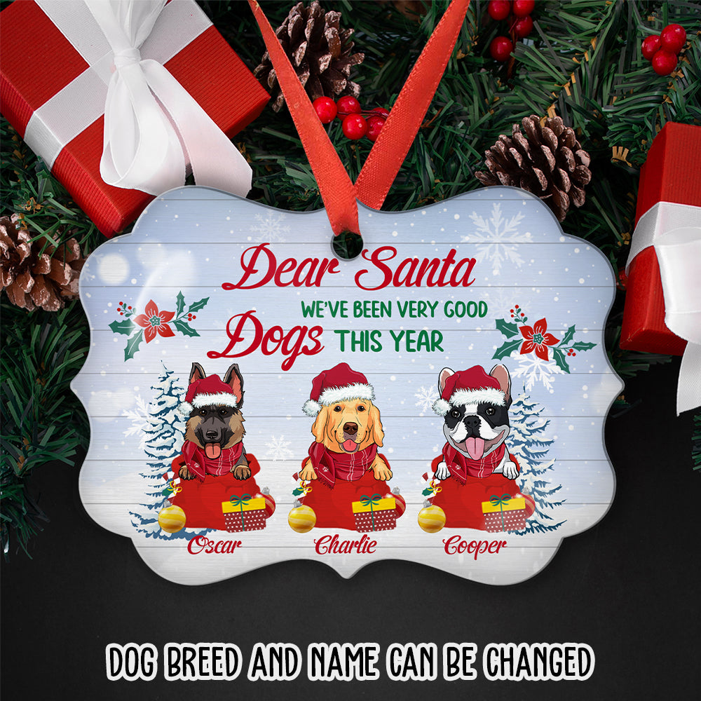 Dear Santa Personalized Custom Aluminum Pet Ornament for Holiday Tree