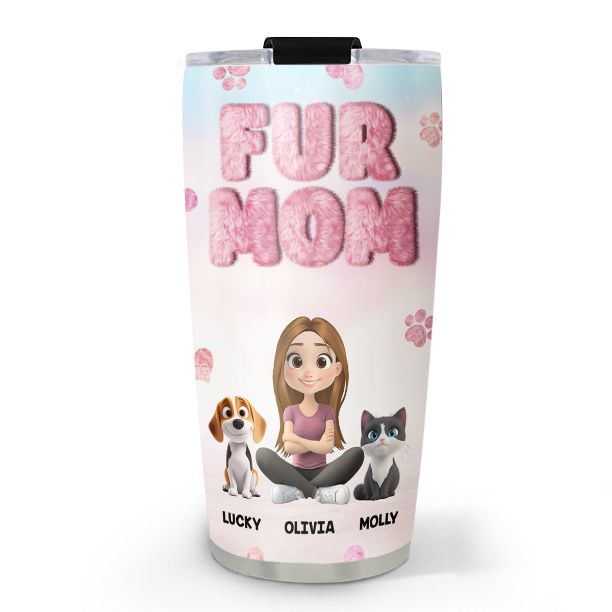 Fluffy Fur Mom - Personalized Custom Tumbler with Unique Designs and Long - lasting Insulation
