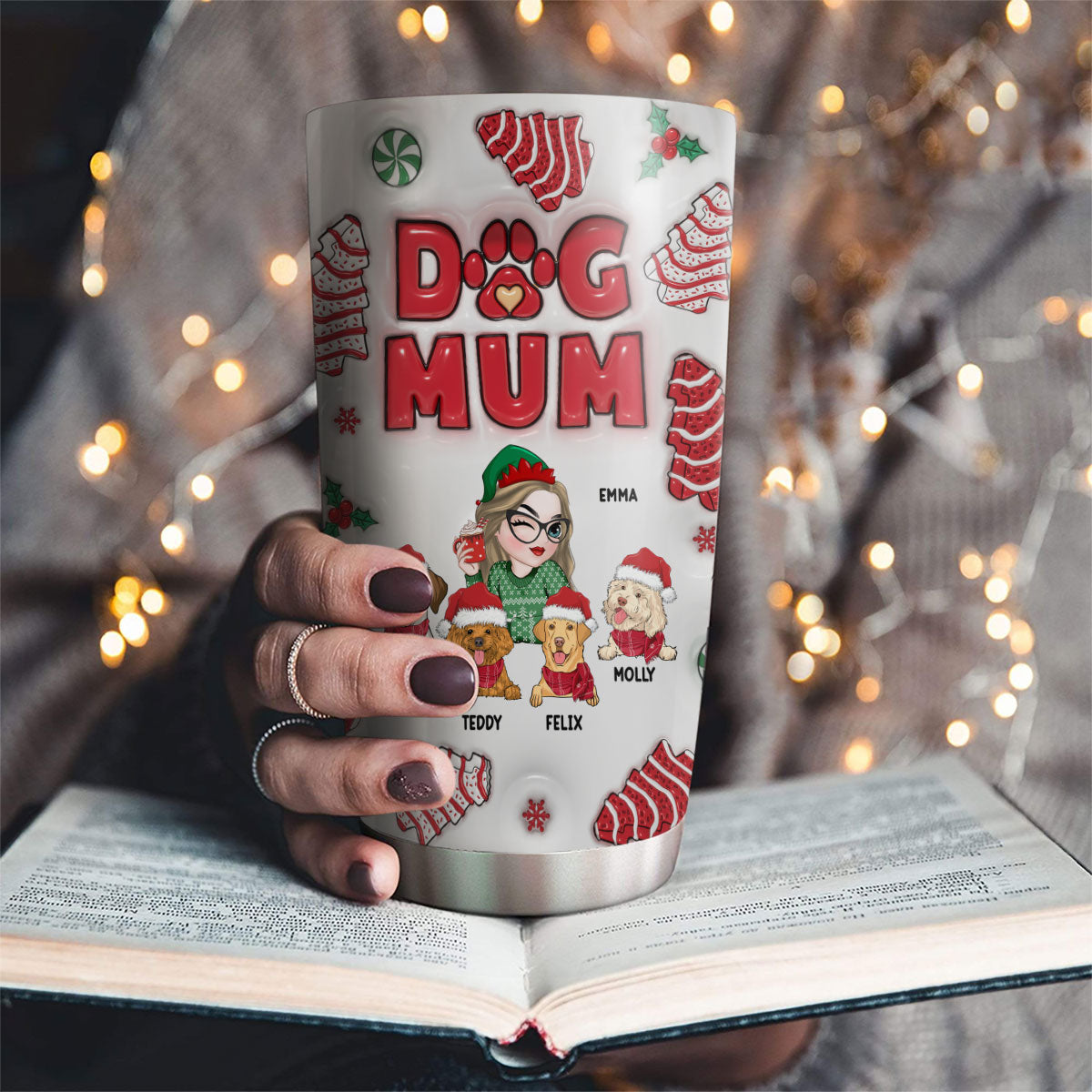 Customizable 3D Inflated Effect Tumbler - Ideal Dog Mom Christmas Gift