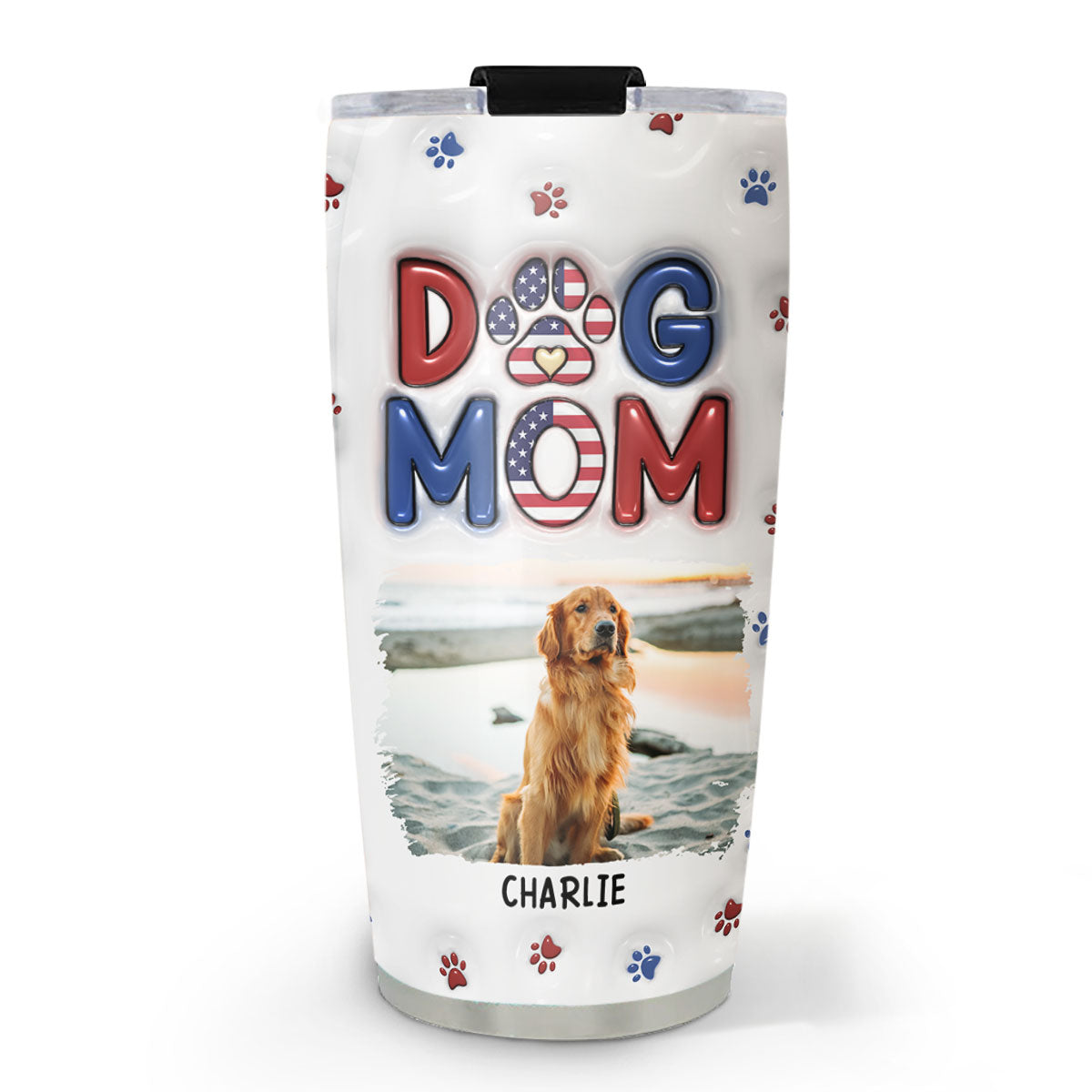 Personalized 3D Inflated Effect Tumbler - Lovely Dog Mom Version 3 Photo