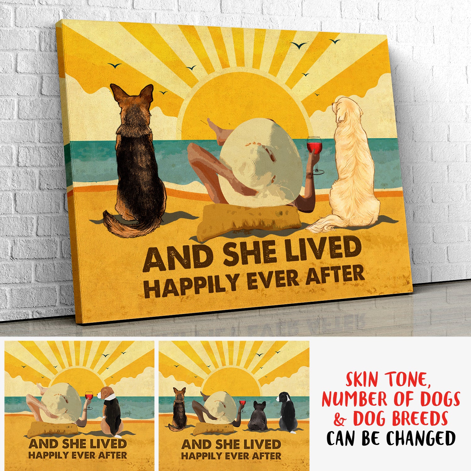 Dog Lover's Dream: Personalized Custom Beach, Wine, and Dog Canvas