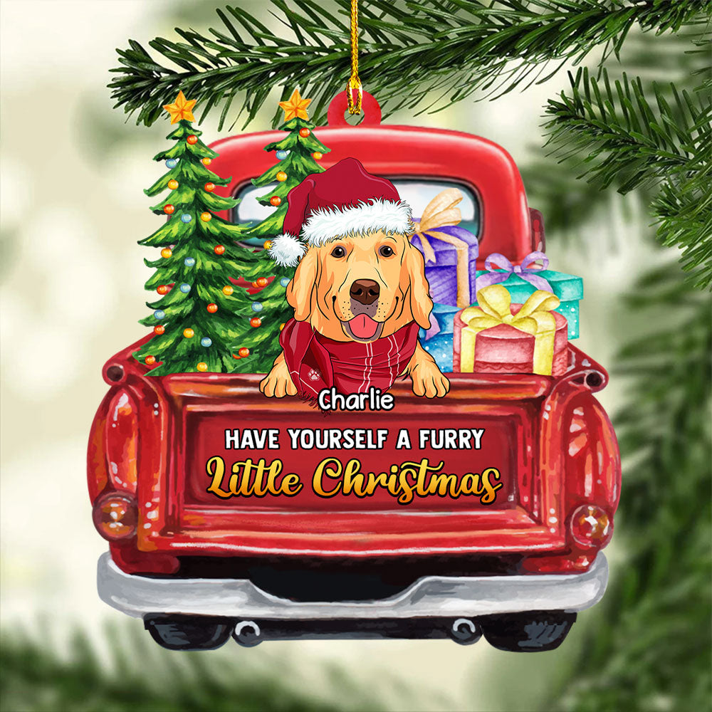 Personalized One - Layered Furry Little Christmas Wood Ornament for Pet Lovers