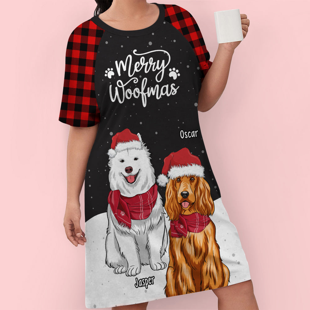 Merry Woofmas Snow - Customizable 3/4 Sleeve Personalized Dog Mom Dress