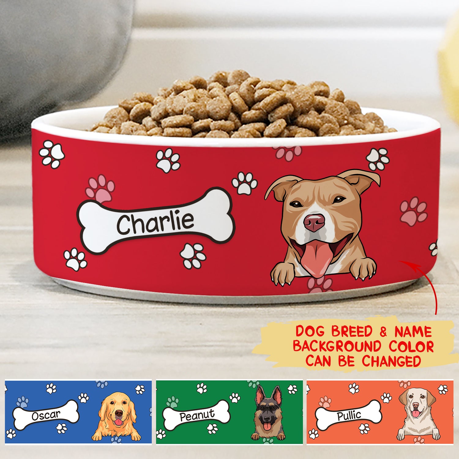 Customizable Colorful Ceramic Pet Bowl - Personalized for Your Furry Friend