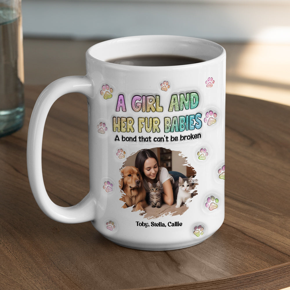 Personalized 3D Inflated Effect Mug with A Girl And Her Fur Babies Photo