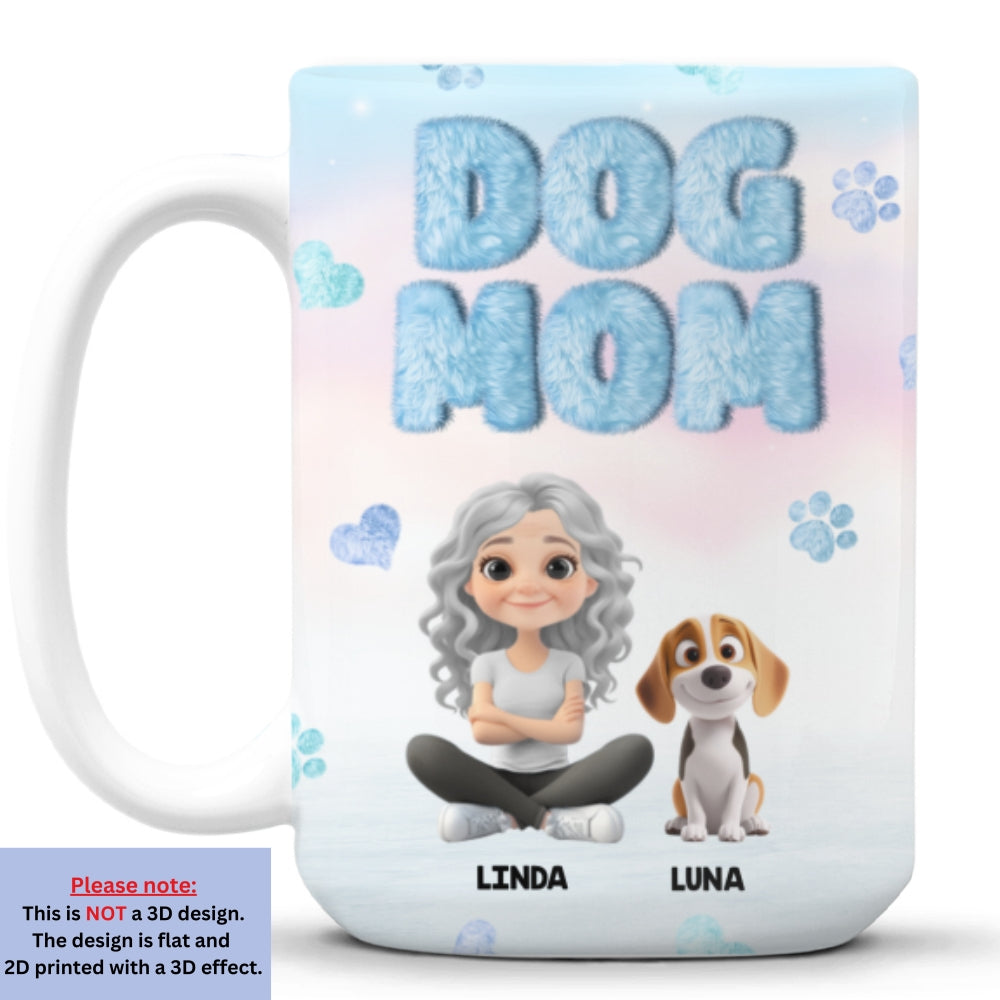 Personalized 3D Inflated Effect Fluffy Dog Mom Mug