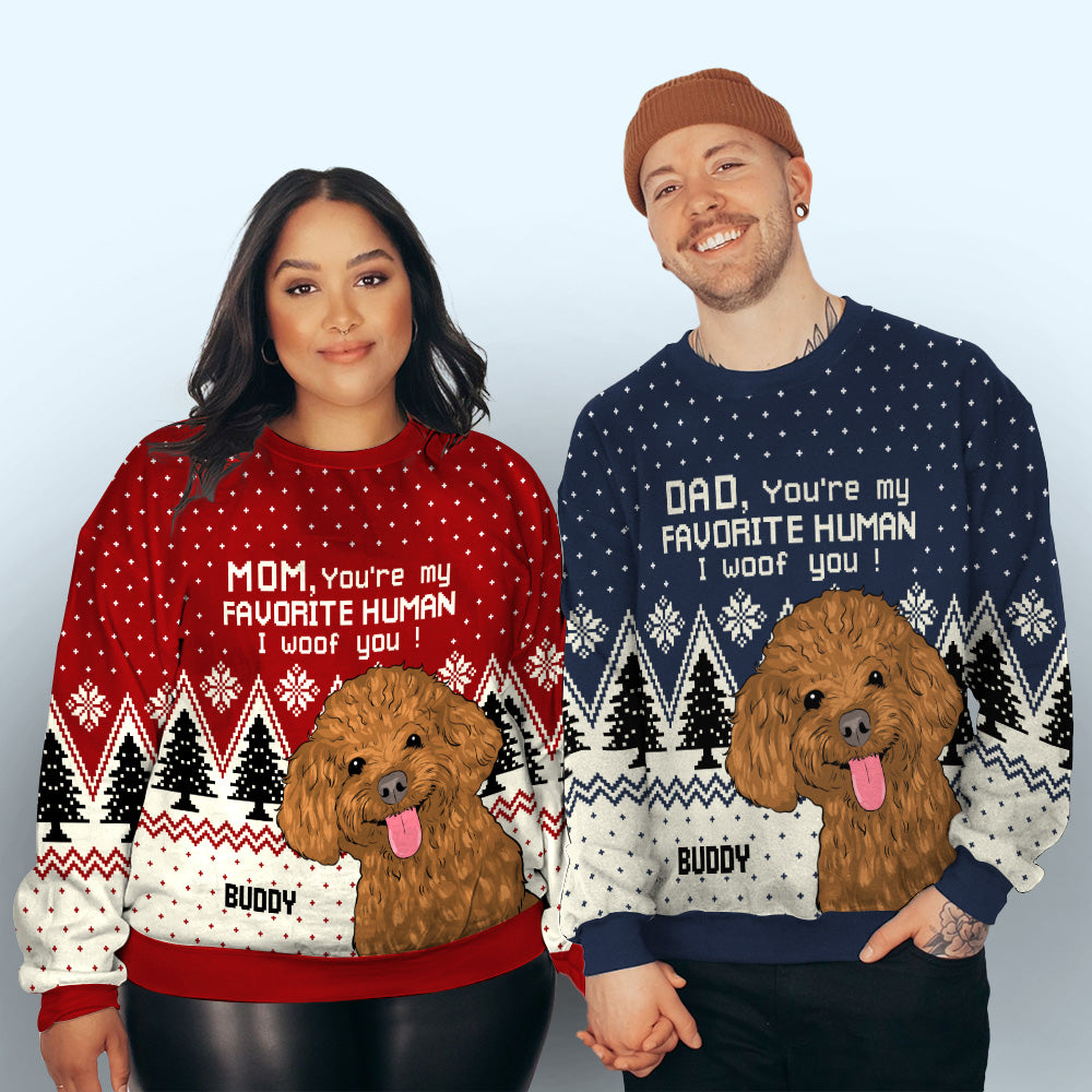 Favorite Human 2 - Customizable All-Over Print Personalized Sweatshirt for Pet Lovers