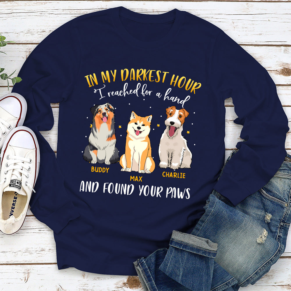 Personalized Custom Long Sleeve T-shirt - In My Darkest Hour, Ideal for Pet Lovers