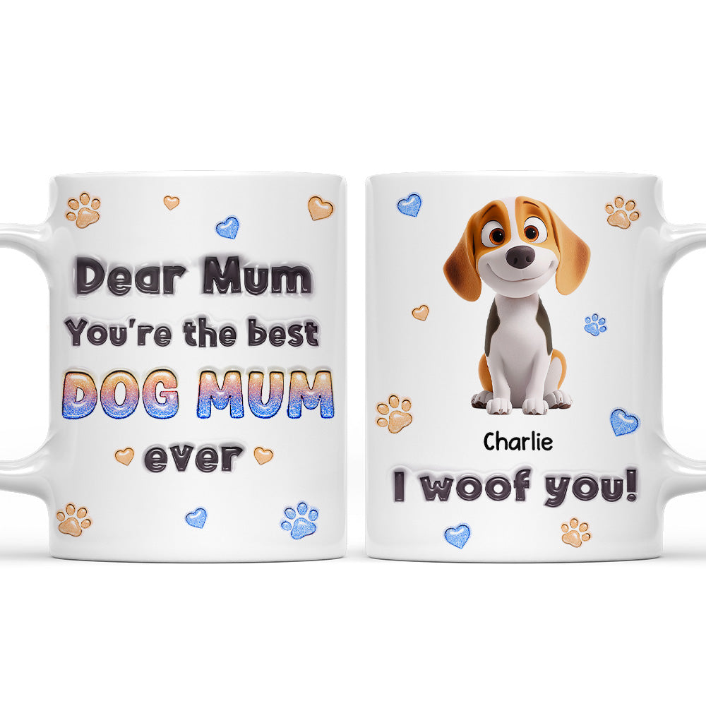 Personalized 3D Inflated Effect Mug for Dog - Loving Moms and Dads: You're the Best!
