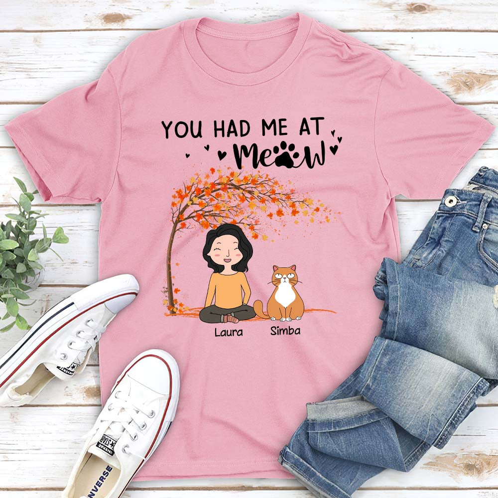 You Had Me At Meow Cartoon Personalized Unisex T-shirt - Ideal Gift for Pet Lovers