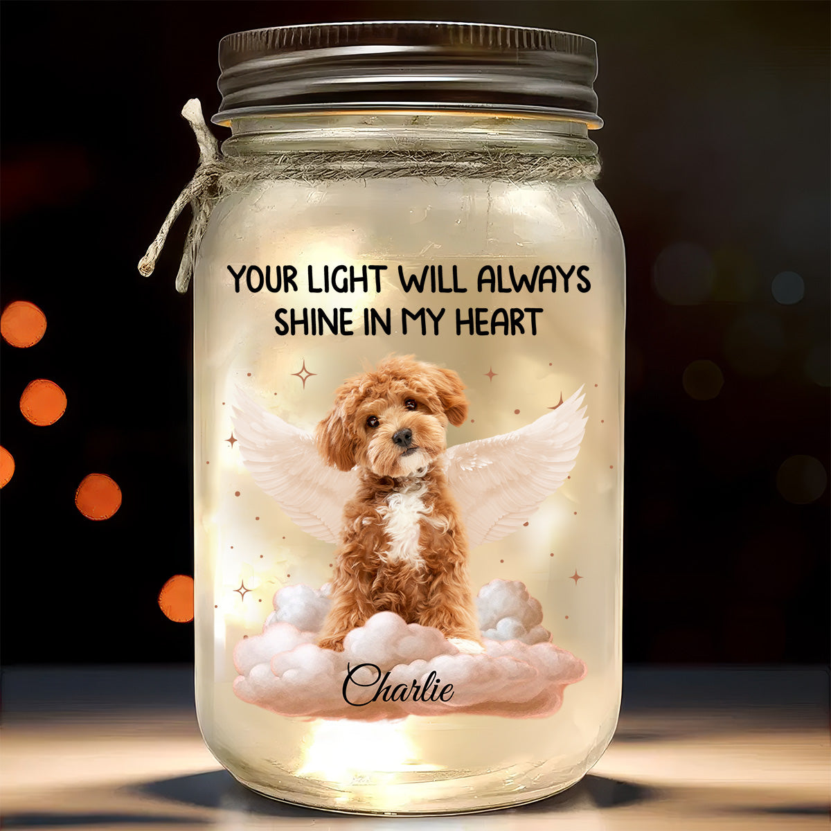Forever in My Heart - Customizable Personalized Mason Jar Starlight Lamp
