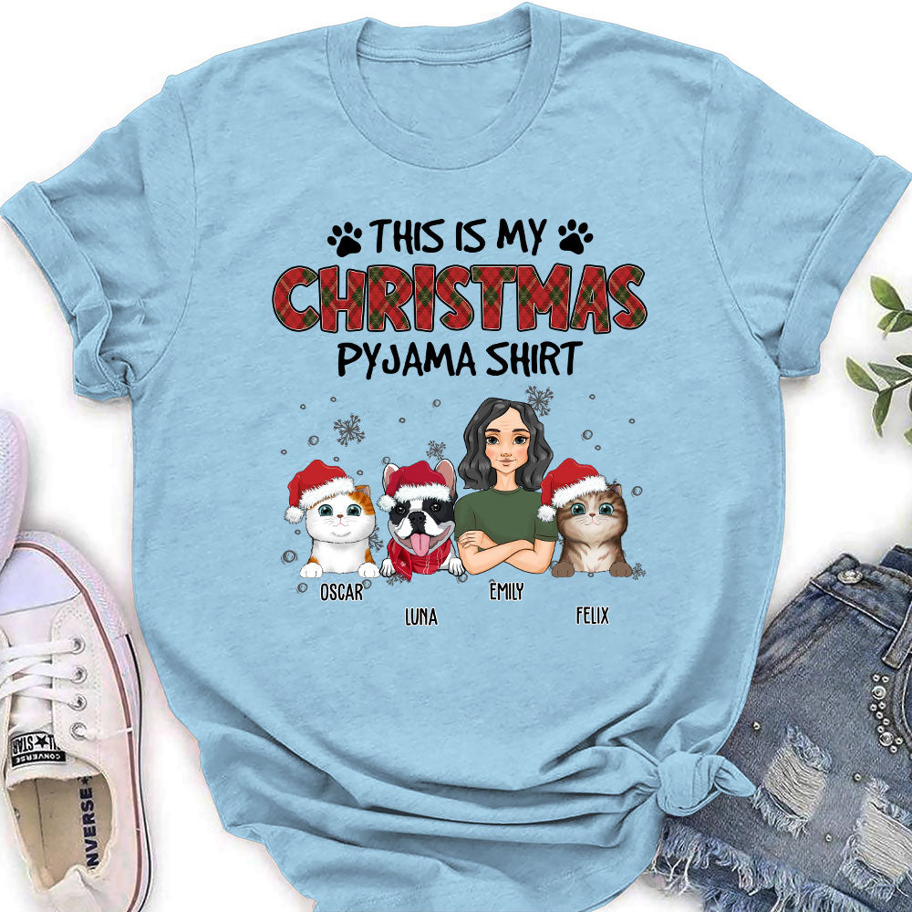 Customizable Christmas Pawjama Women's Personalized T-shirt - Ideal Gift for Pet Lovers