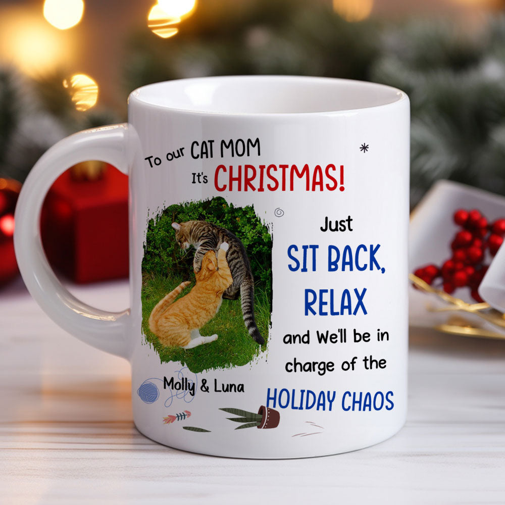 Personalized 'Let Cats Rule the Chaos' Photo Coffee Mug - Ideal Gift for Pet Lovers