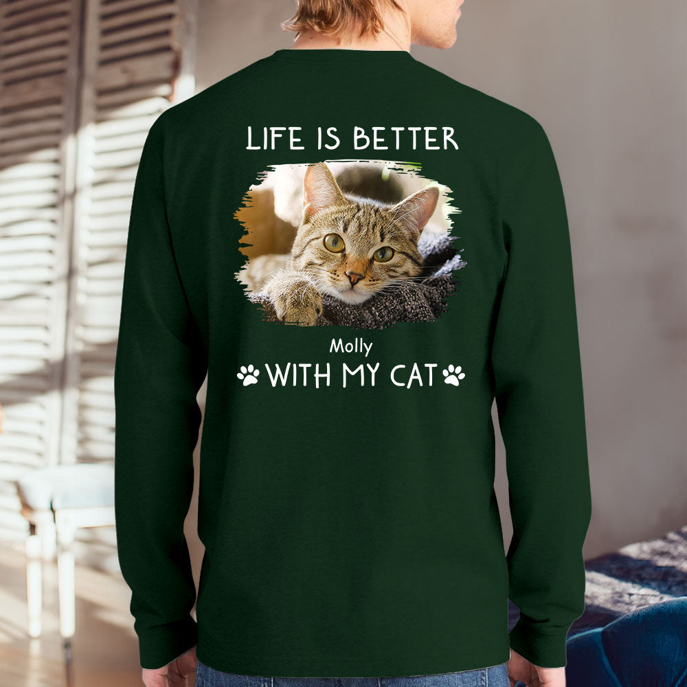 Personalized Better With Cats Long Sleeve T - shirt: Ideal Gift for Pet Lovers
