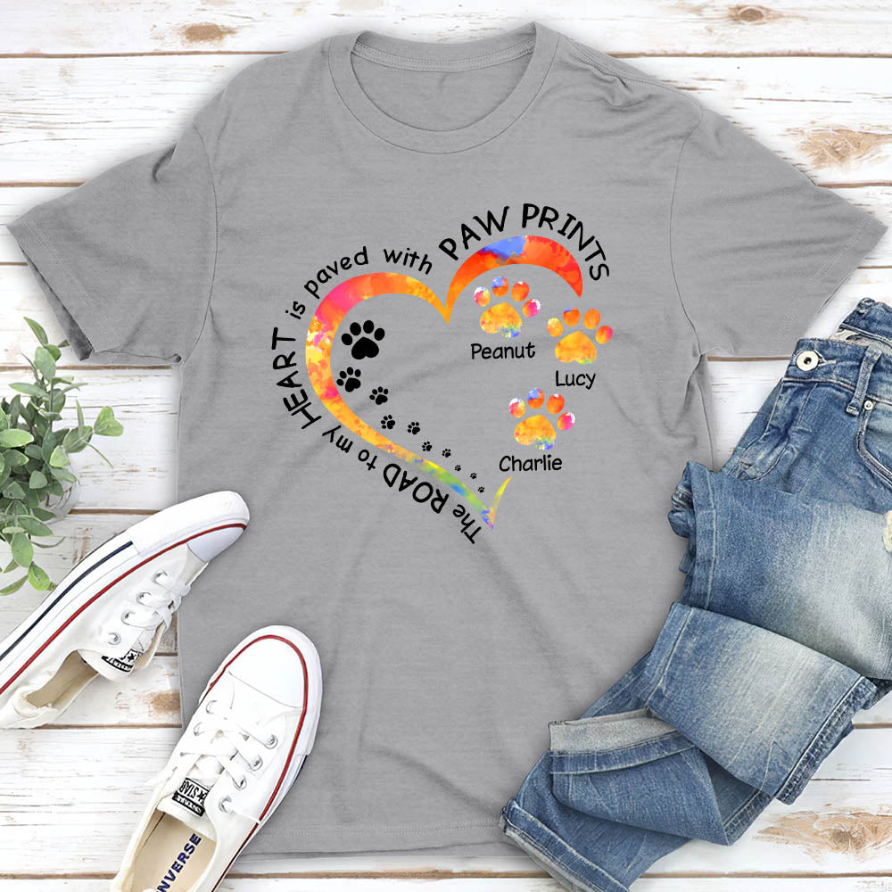 Personalized Paw Prints Heart Unisex T-shirt - Ideal Gift for Pet Lovers