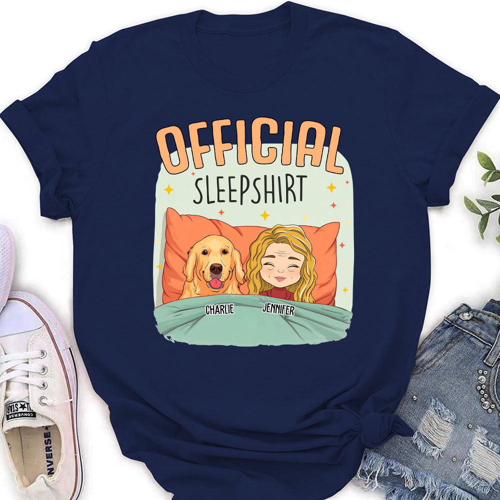 Personalized Custom Women's Sleep With My Dog T-shirt - Ideal Gift for Pet Lovers