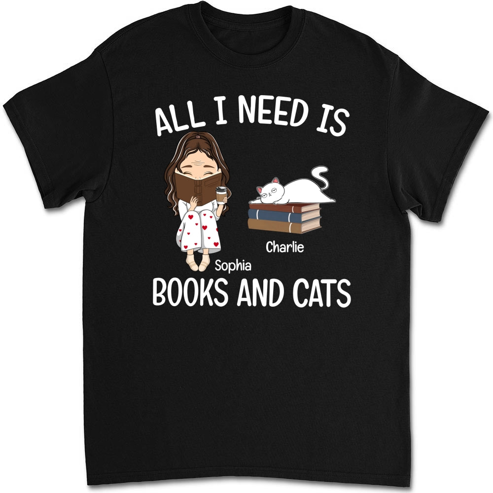 Personalized Books and Cats Unisex T-shirt - Ideal Gift for Pet Lovers
